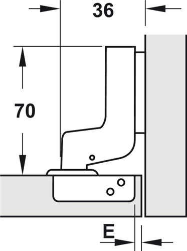 Bản lề âm, Metalla SM 95°, cho cửa dày, lắp âm, Mã số 315.08.852