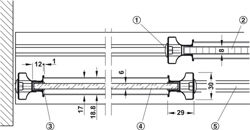 Chặn cửa, thép, dành cho cửa không có cơ chế tự đóng và đóng giảm chấn, Mã số 403.55.950