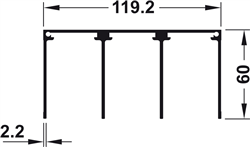 Ray dẫn hướng gắn trần ba, Trên, để bắt vít, chiều cao 60 mm, Mã số 403.71.930