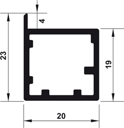 Khung kính nhôm, Thanh nhôm S01, 20 x 23 mm, Mã số 563.58.323