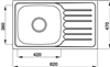 Chậu bếp, Thép không gỉ, Nắp che tay nắm HS-SSD8247, một chậu có bàn ráo nước, Mã số 567.23.093