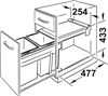 Thùng rác đôi, 2 x 15 lít, Hailo Tandem 3663-10, Mã số 502.72.761