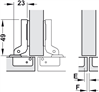 Bản lề âm, Metalla A 95° Mini, thép, gắn trùm bán phần, Mã số 311.01.071